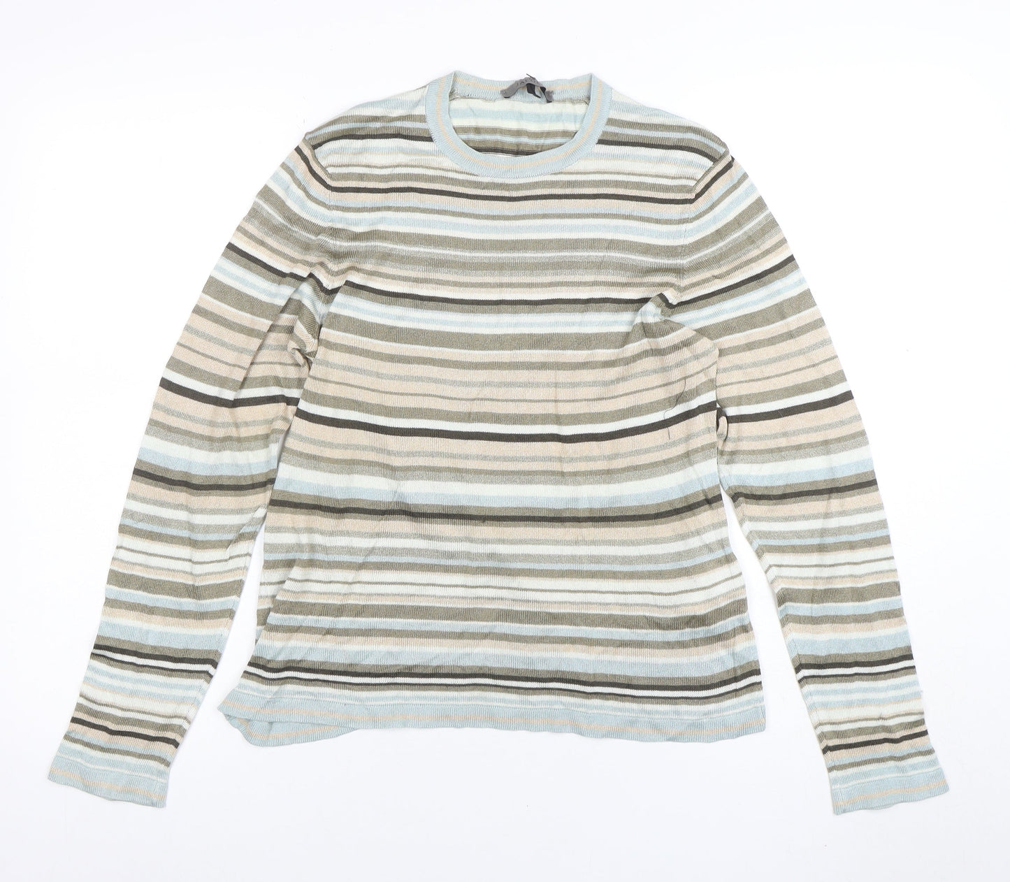 Jaeger Women's Multicoloured Striped Cotton Jumper Size M
