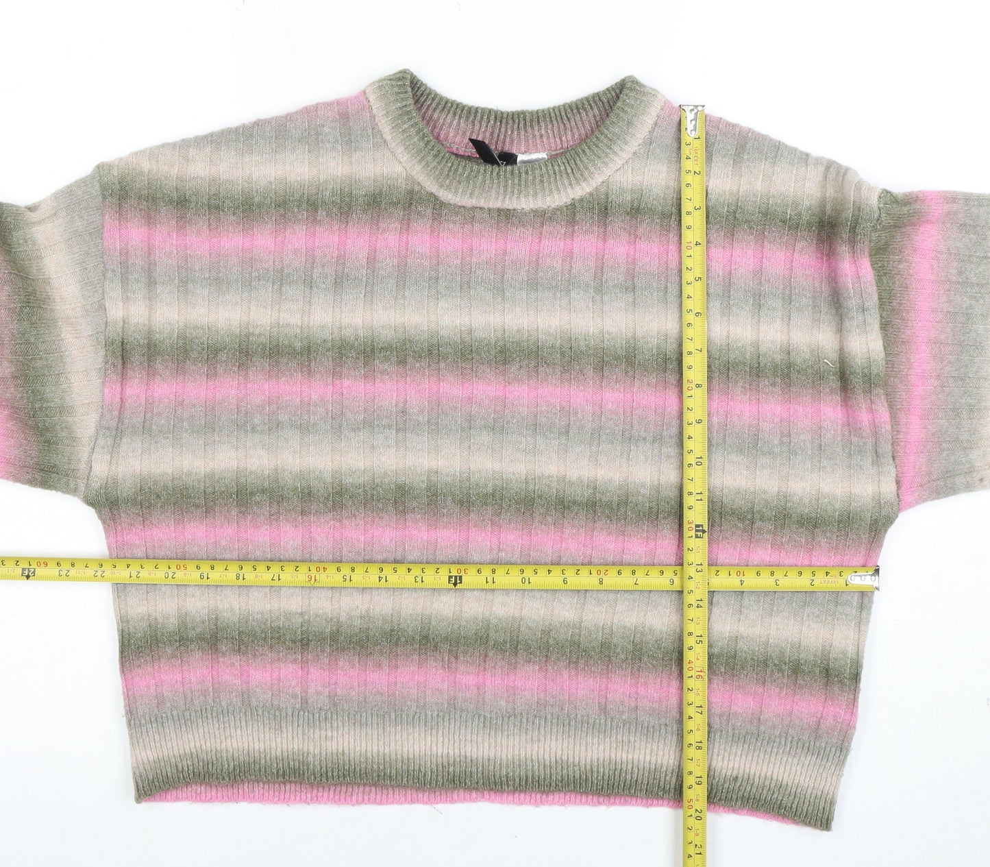 Divided by H&M Women's Multicoloured Striped Crew Neck Jumper Size 12