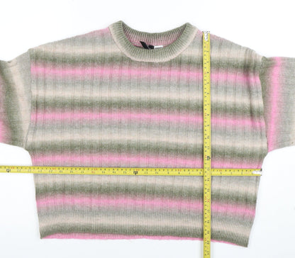 Divided by H&M Women's Multicoloured Striped Crew Neck Jumper Size 12