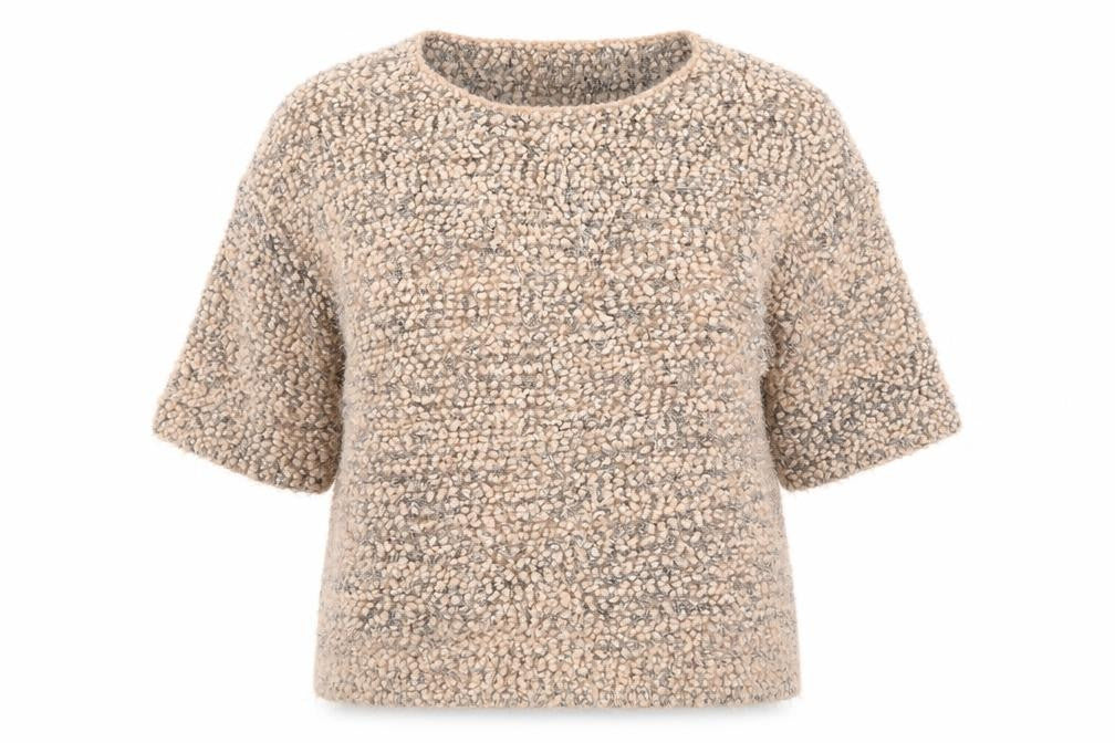 Joanna Hope Womens Beige Chunky Knit Short Sleeve Pullover Jumper Size 18