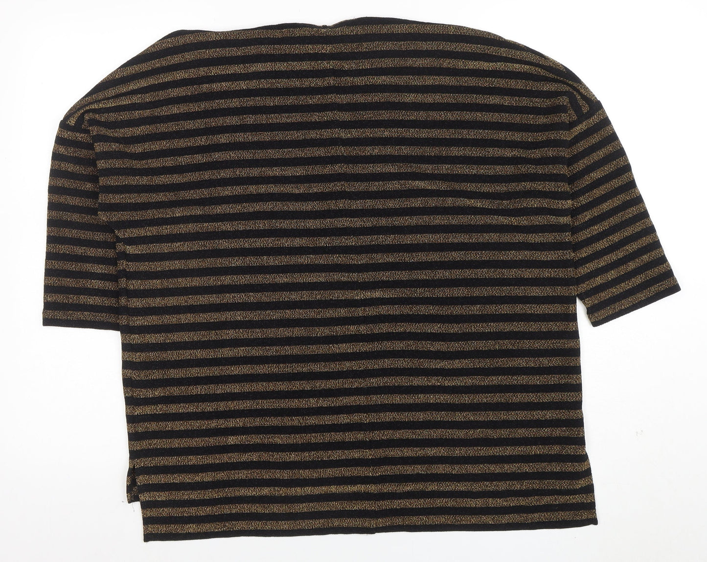 Marks and Spencer Women's Black Gold Striped Glitter T-Shirt Size 14