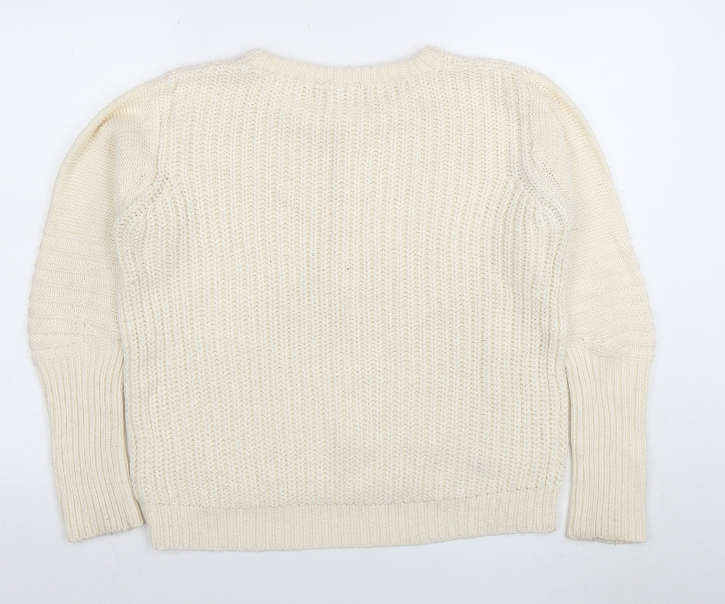 Brave Soul Women Ivory Chunky Knit Crew Neck Jumper Size M