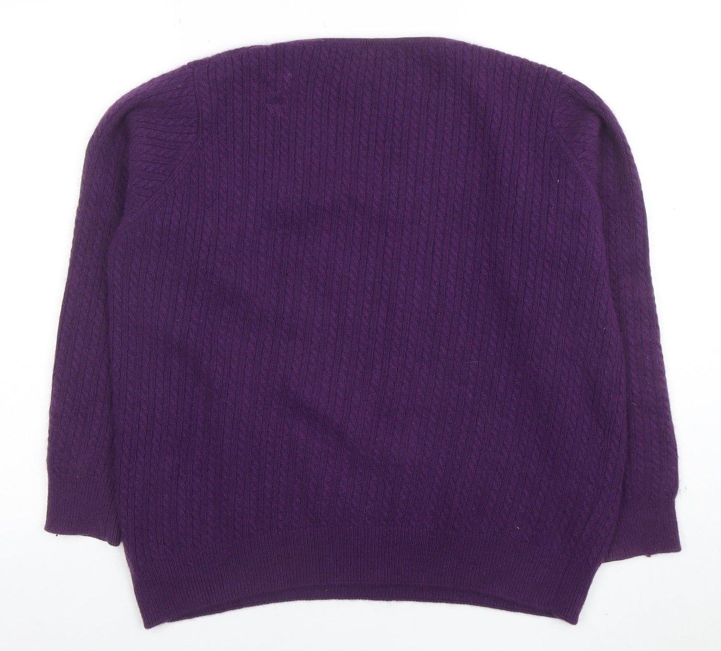 House of Bruar Women Purple Lambswool Angora V-Neck Jumper L