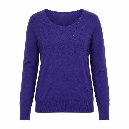 Marks & Spencer Women Purple Beaded Merino Wool Jumper UK 12