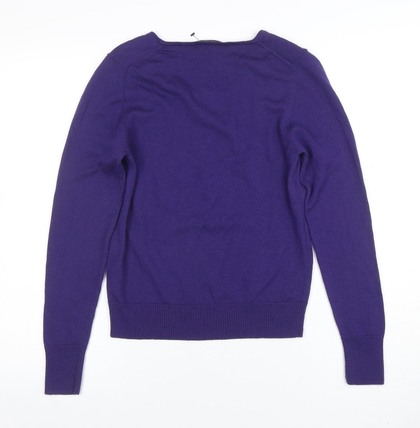 Marks & Spencer Women Purple Beaded Merino Wool Jumper UK 12