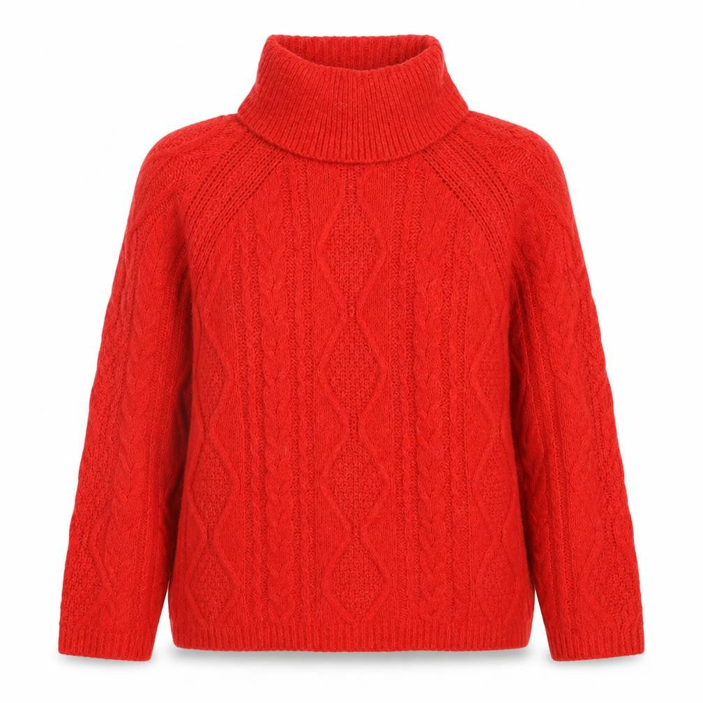 Next Women Red Roll Neck Cable Knit Jumper Small