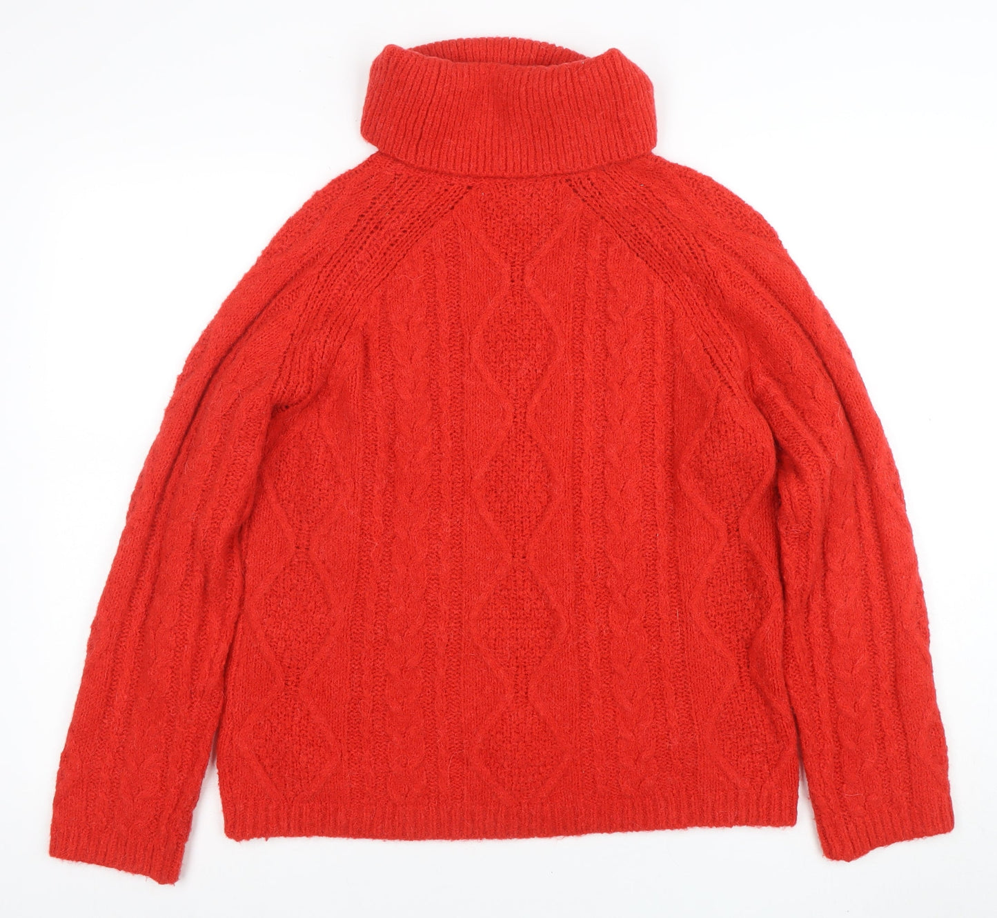 Next Women Red Roll Neck Cable Knit Jumper Small