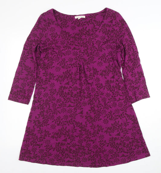 White Stuff Women’s Purple Floral A-Line Jersey Dress Size 10