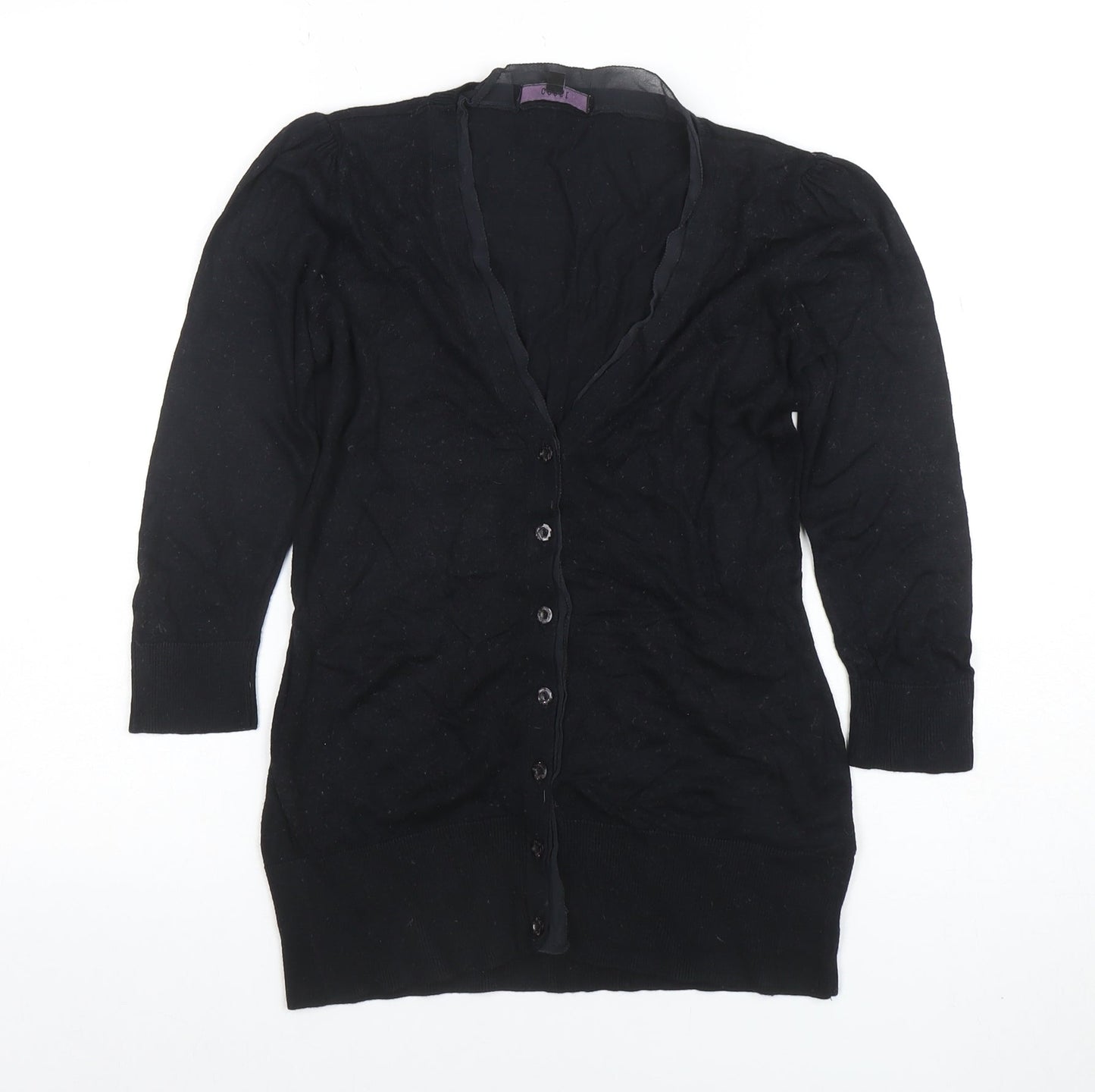 Coast Womens Black Size 8 V-Neck Button Cardigan