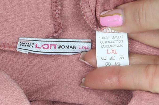 LDR Woman Pink Hooded Pullover Hoodie Angel Print L XL Cotton