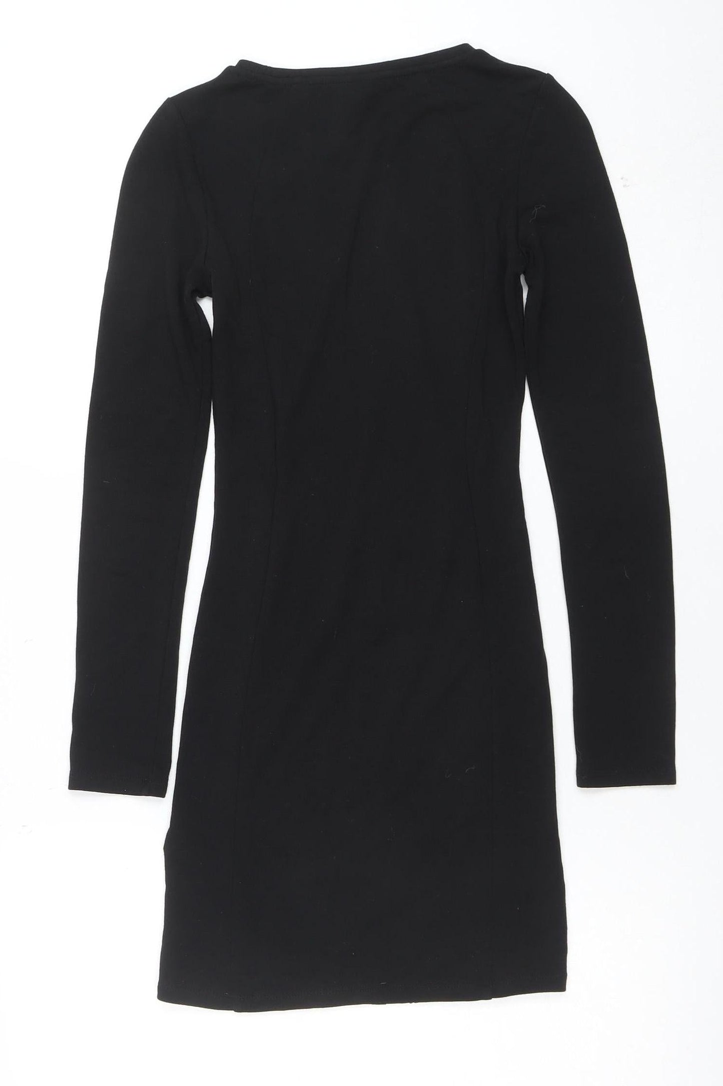 H&M Divided Women's Black Size 8 Velvet Bodycon Long Sleeve Dress
