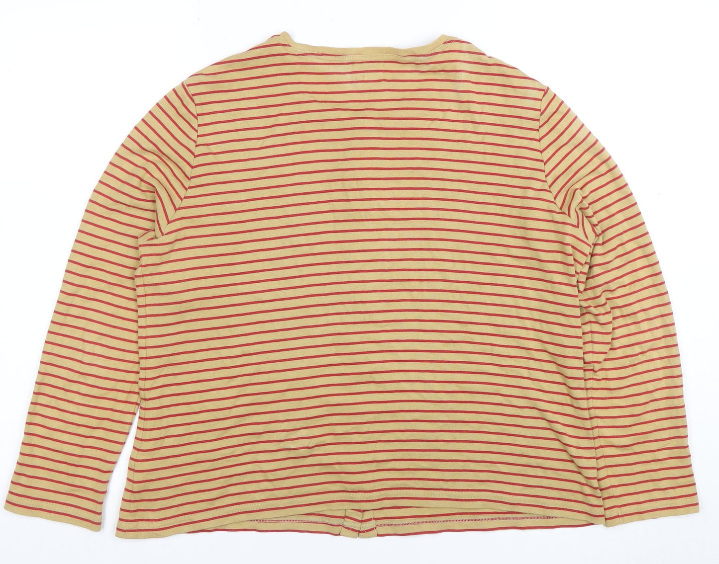 Viyella Women’s Beige Red Striped Cotton Cardigan Size L