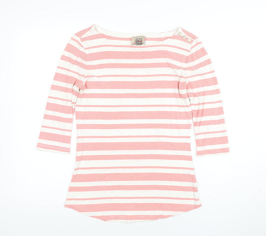Anokhi & Addison Women's Multicoloured Striped 3/4 Sleeve Boat Neck Top Size L