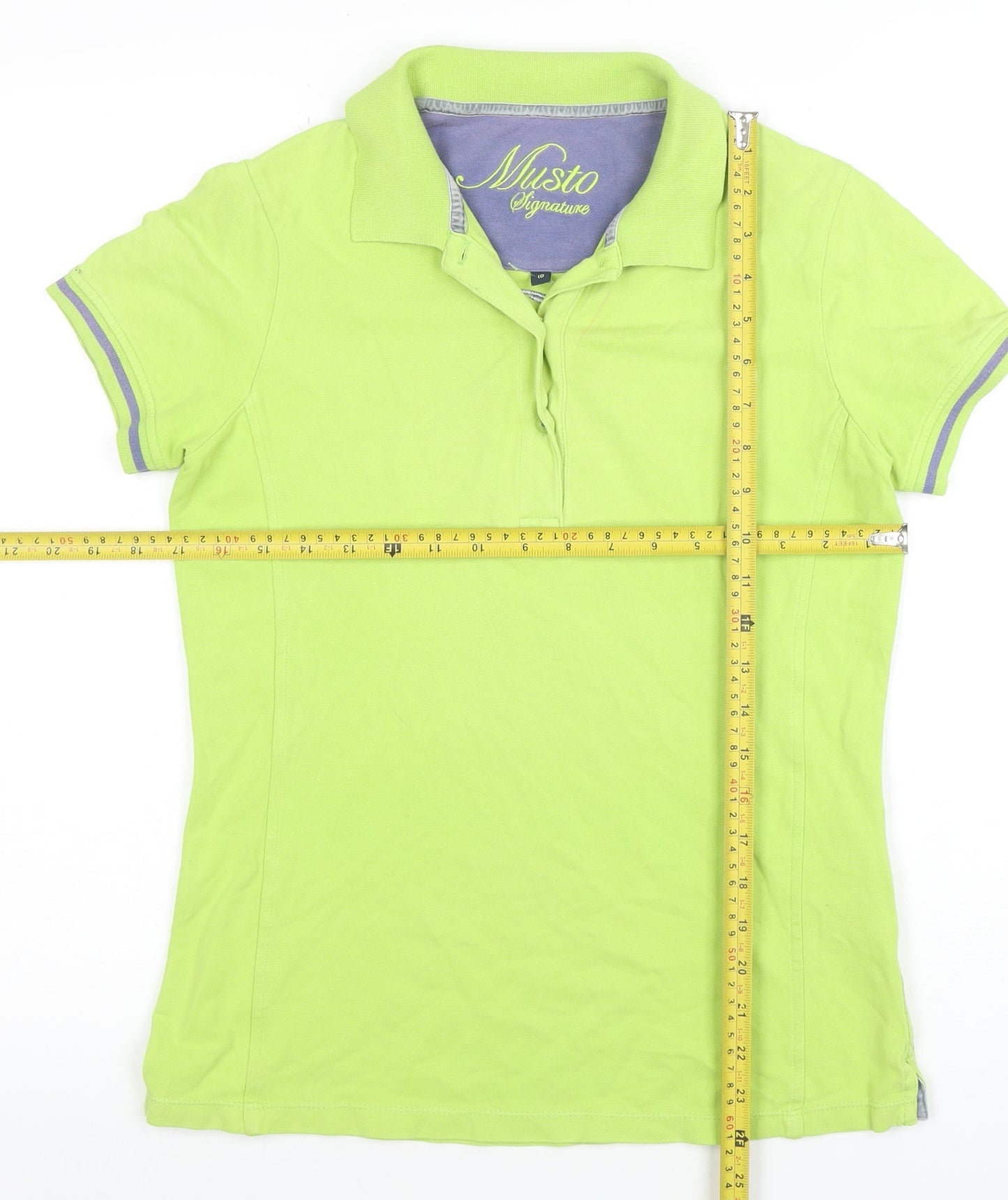Musto Women's Green Polo Shirt Size 10 Short Sleeve Cotton Stretch