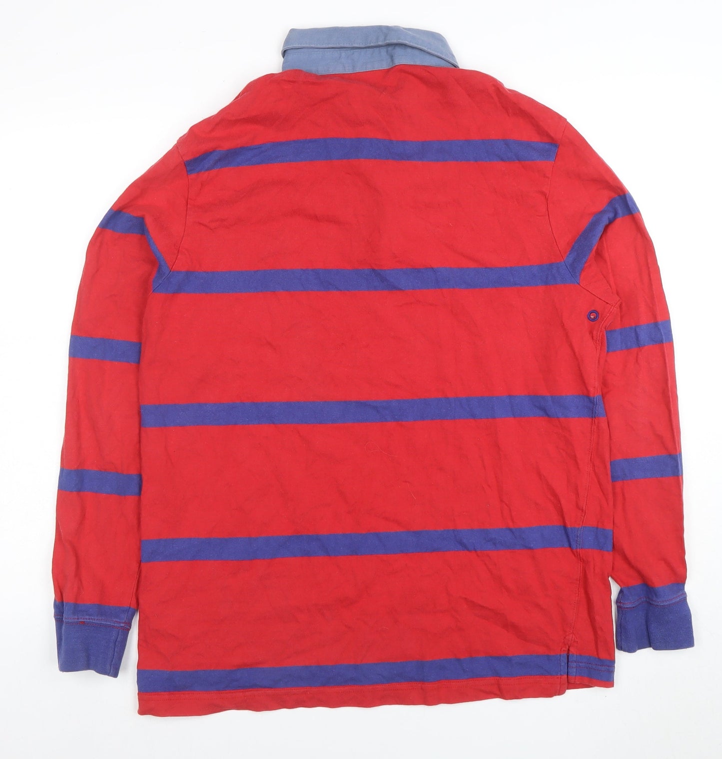 Urban Outfitters Men's Red Striped Long Sleeve Polo Shirt M