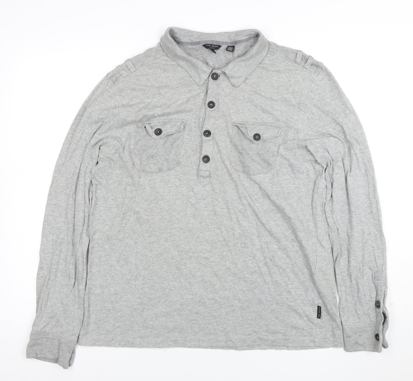 Ted Baker London Grey Long Sleeve Polo Shirt Size S Men’s Casual