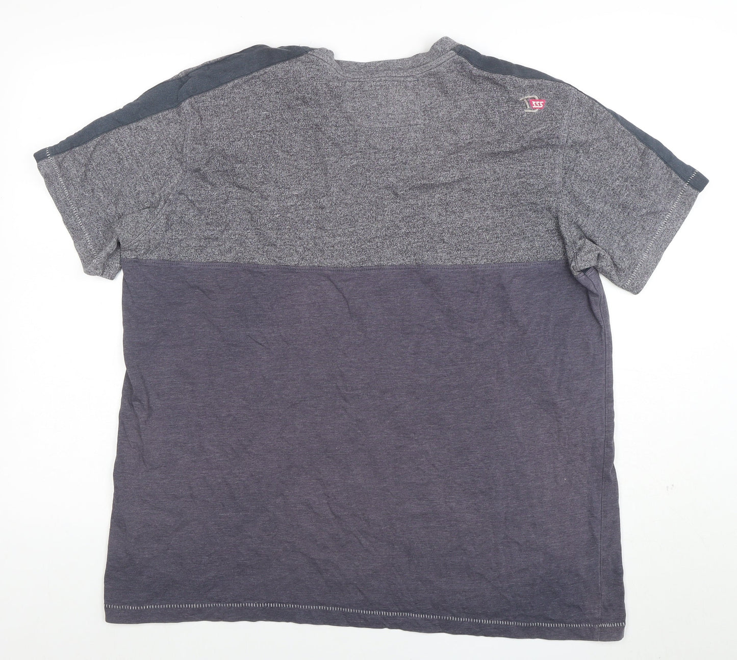 DSFIVE5 RED Men's Grey Colourblock Regular Fit Crew Neck T-Shirt 3XL