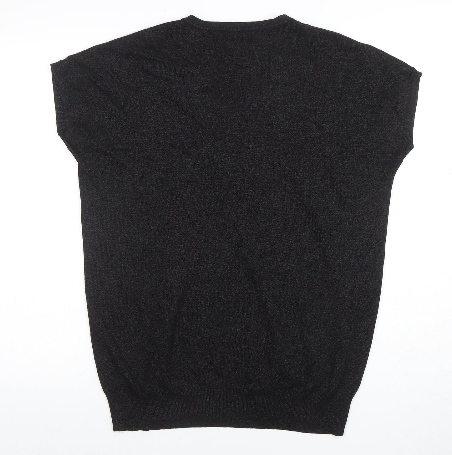 Wallis Petites Black Beaded V-Neck Tunic Knit Top Size M