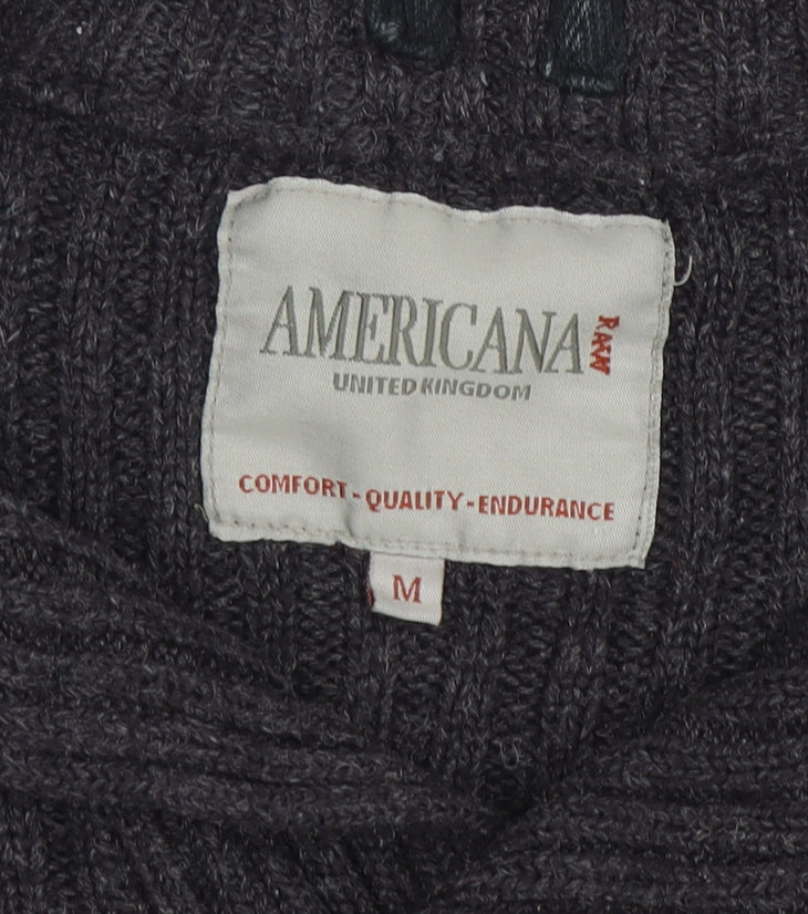 Americana Raw Men's Grey Wool Blend High Neck Pullover Jumper M