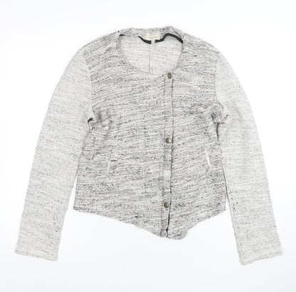 Zara Women Grey Cotton Blend Button Cardigan Size 12