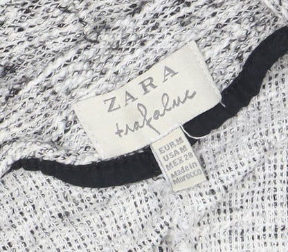 Zara Women Grey Cotton Blend Button Cardigan Size 12