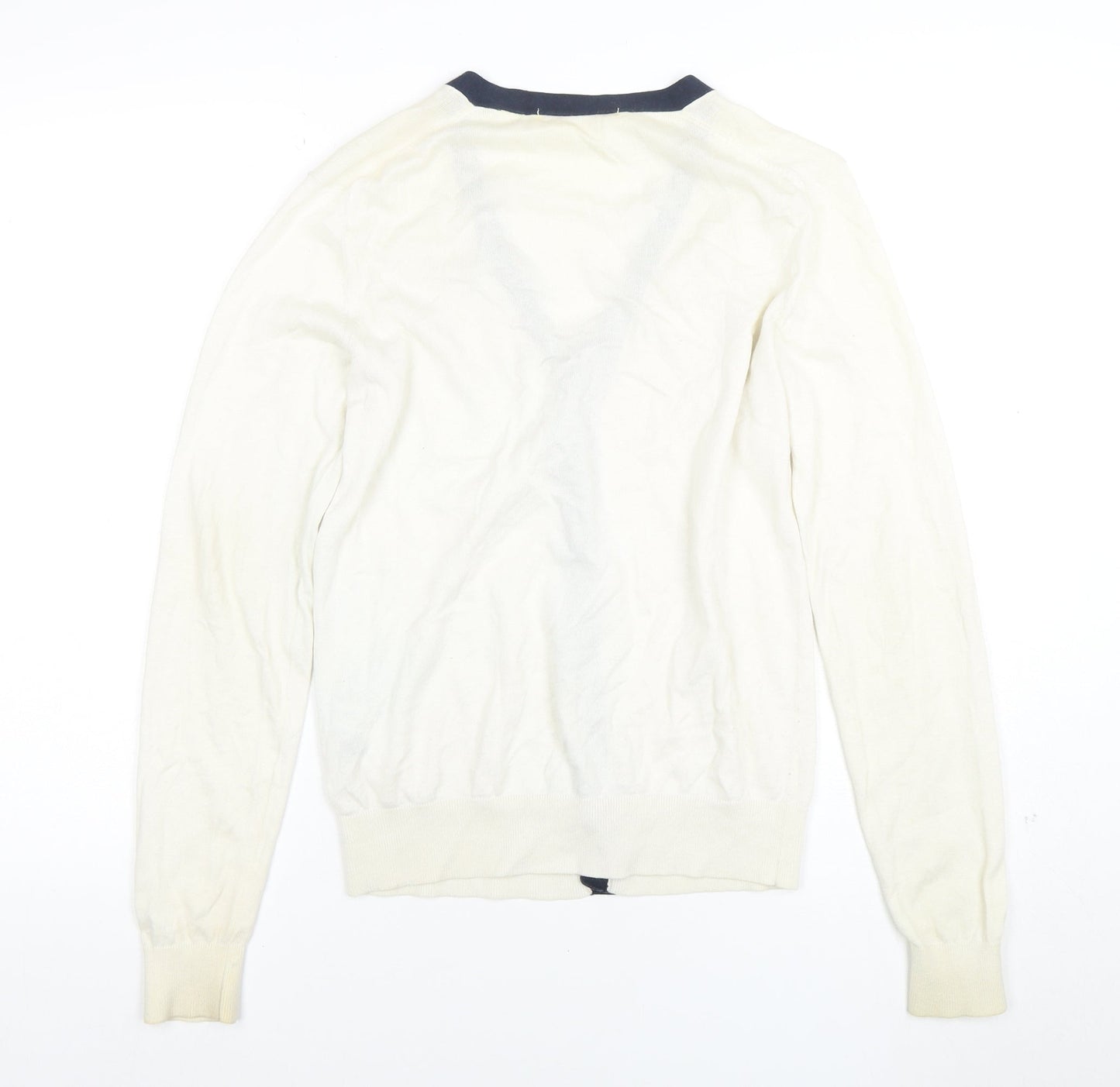 Uniqlo Women Ivory Cotton Cashmere Cardigan XS V-Neck Classic Style
