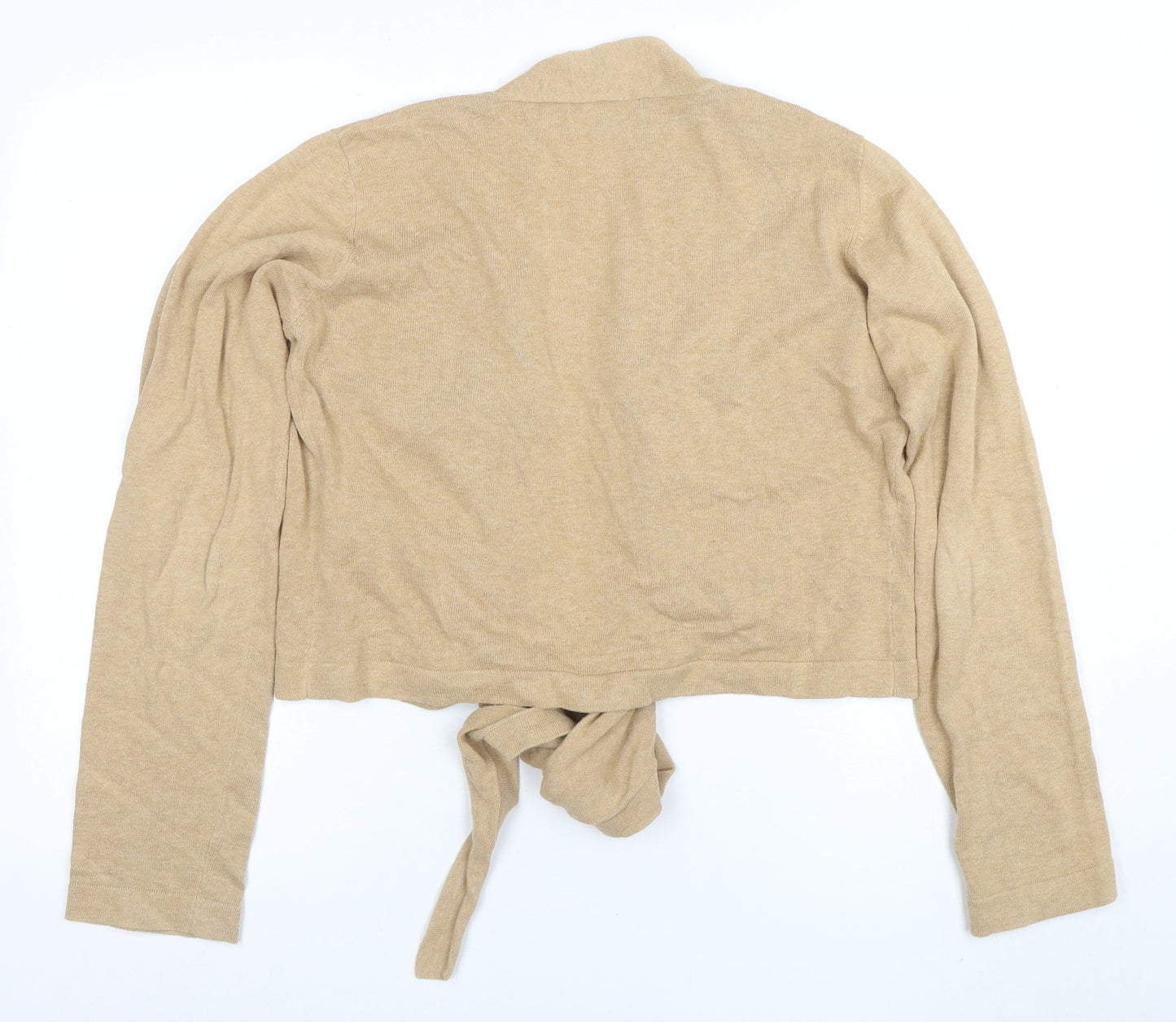 Long Tall Sally Women Beige Cotton Tie Front Cardigan Size 16