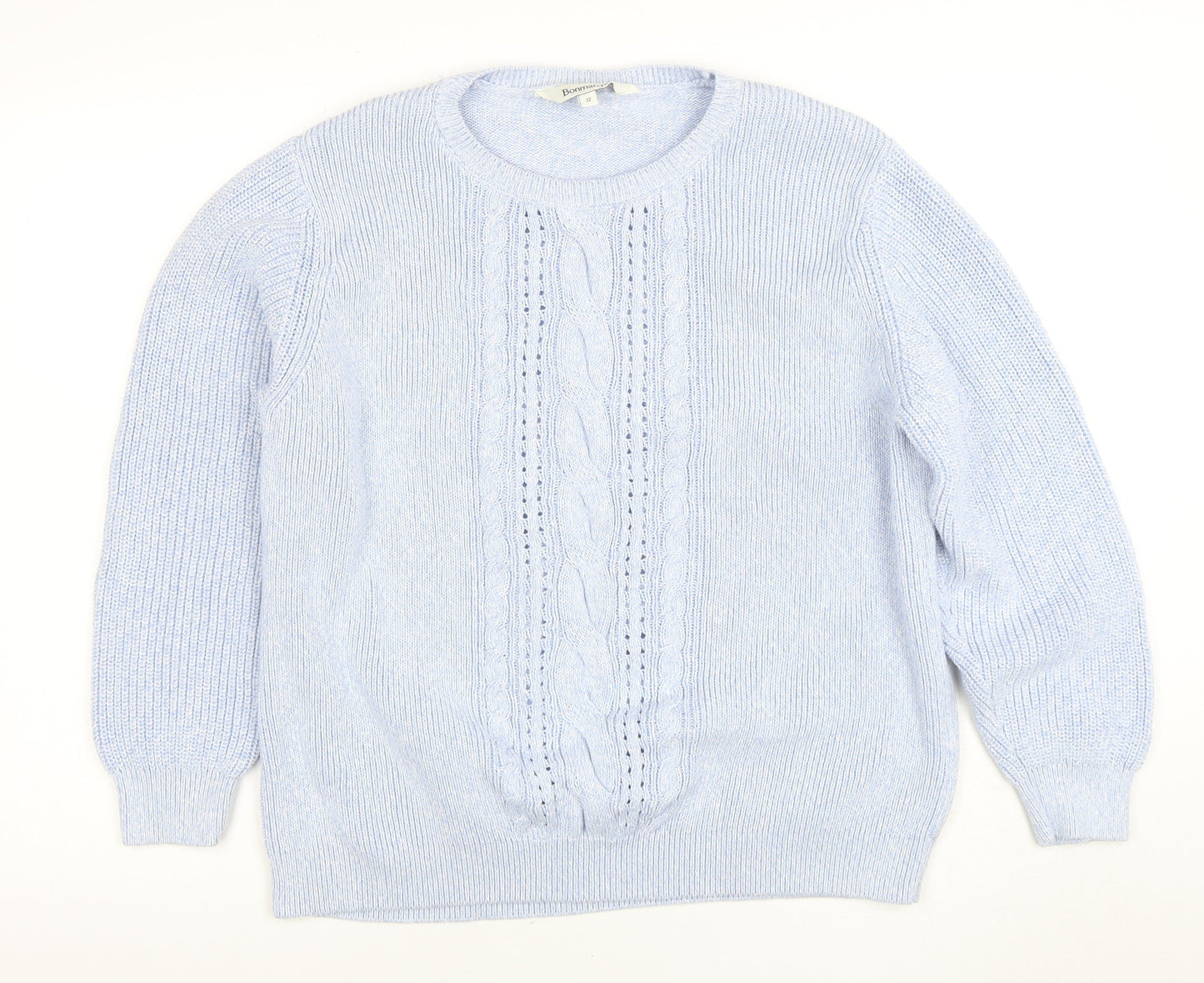 Bonmarche Women’s Blue Cotton Cable-Knit Jumper Size 22