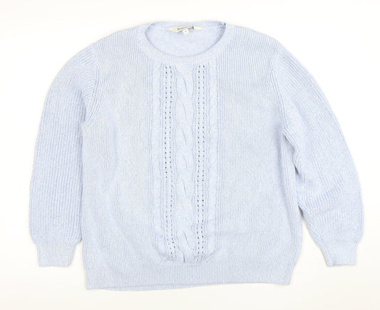 Bonmarche Women’s Blue Cotton Cable-Knit Jumper Size 22