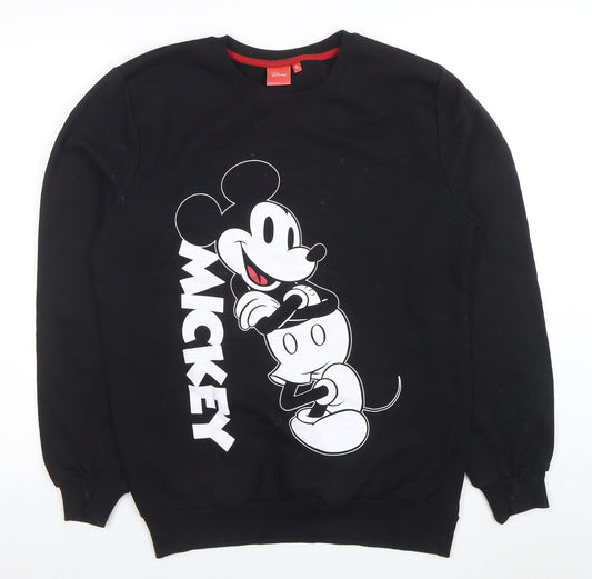 Disney Men's Black Mickey Mouse Graphic Pullover Sweatshirt Size S