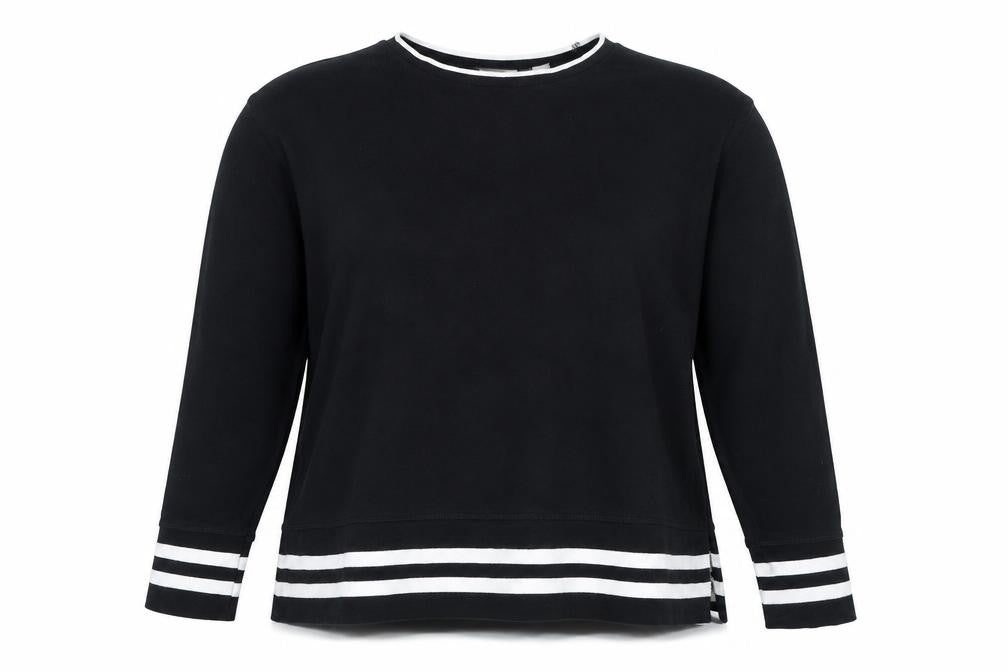 L.O.G.G. Women Black Stripe Trim Pullover Sweatshirt L