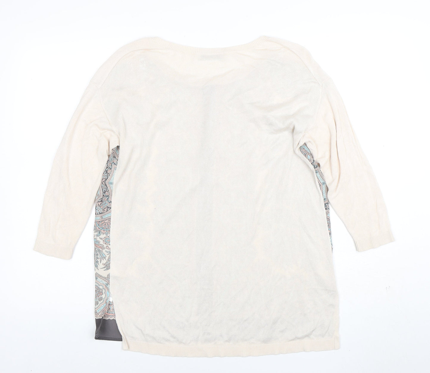 Oasis Womens Beige Paisley 3/4 Sleeve Tunic Blouse Size M