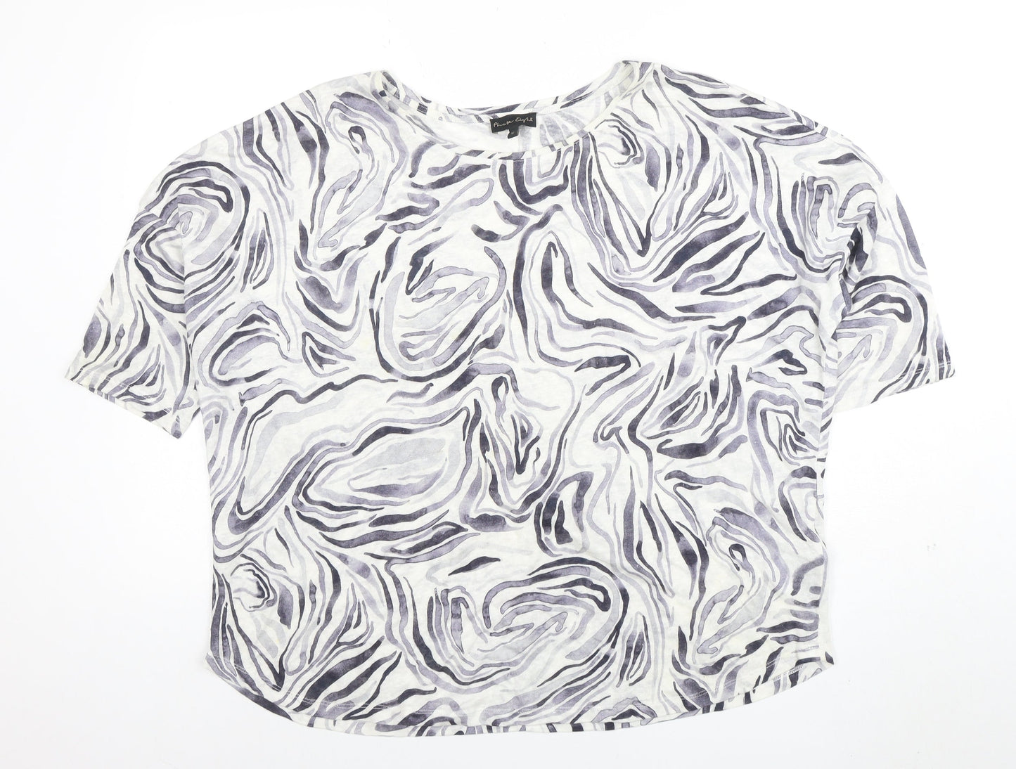 Phase Eight Women’s Grey Linen Animal Print Short Sleeve T-Shirt UK 16