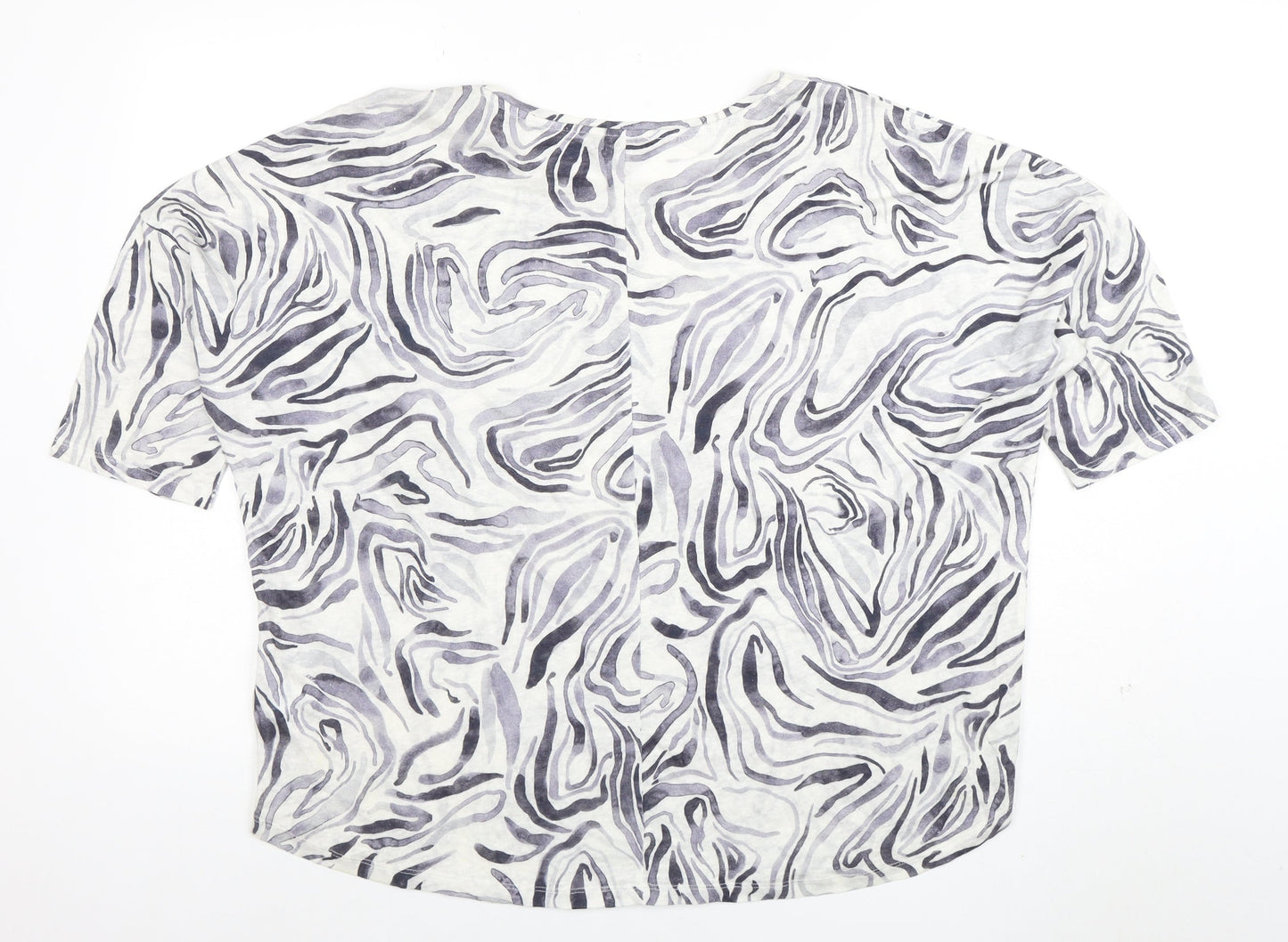 Phase Eight Women’s Grey Linen Animal Print Short Sleeve T-Shirt UK 16