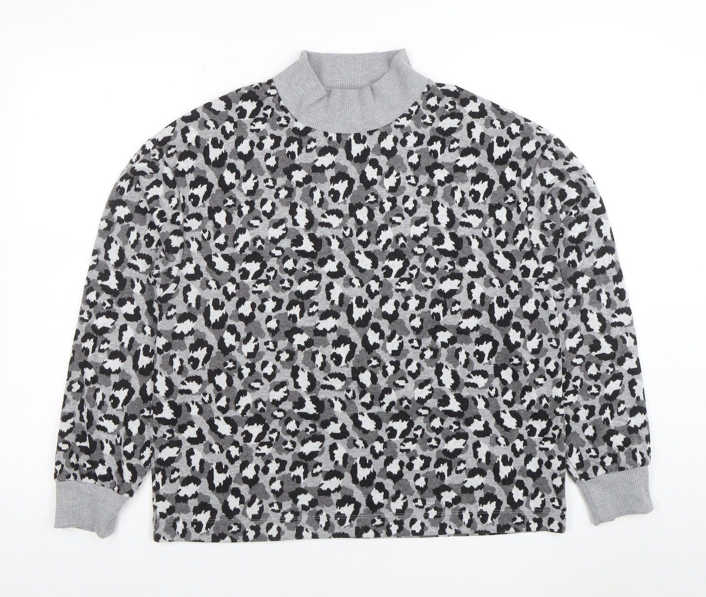 Marks and Spencer Women Grey Animal Print Long Sleeve Pullover Sweatshirt Size 14