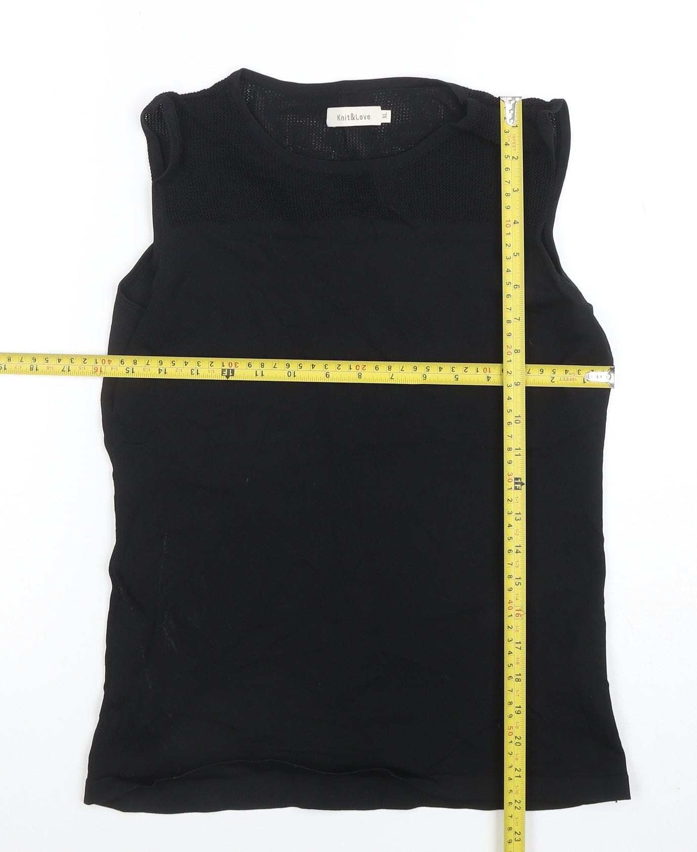 Knit & Love Womens Black XL Sleeveless Knit Tank Top