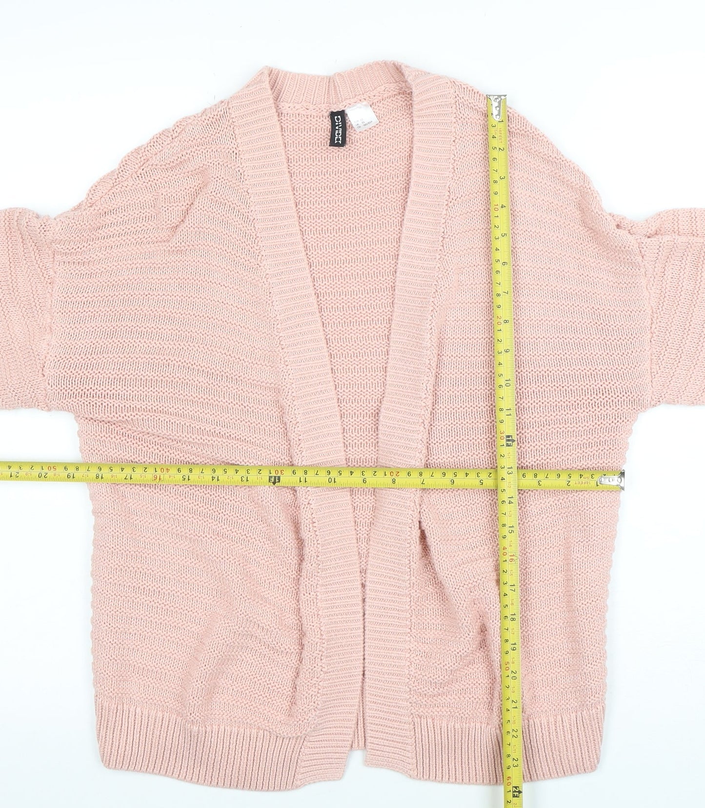 H&M Divided Women's Pink Knit Open Cardigan 2XS Lightweight Cotton Blend