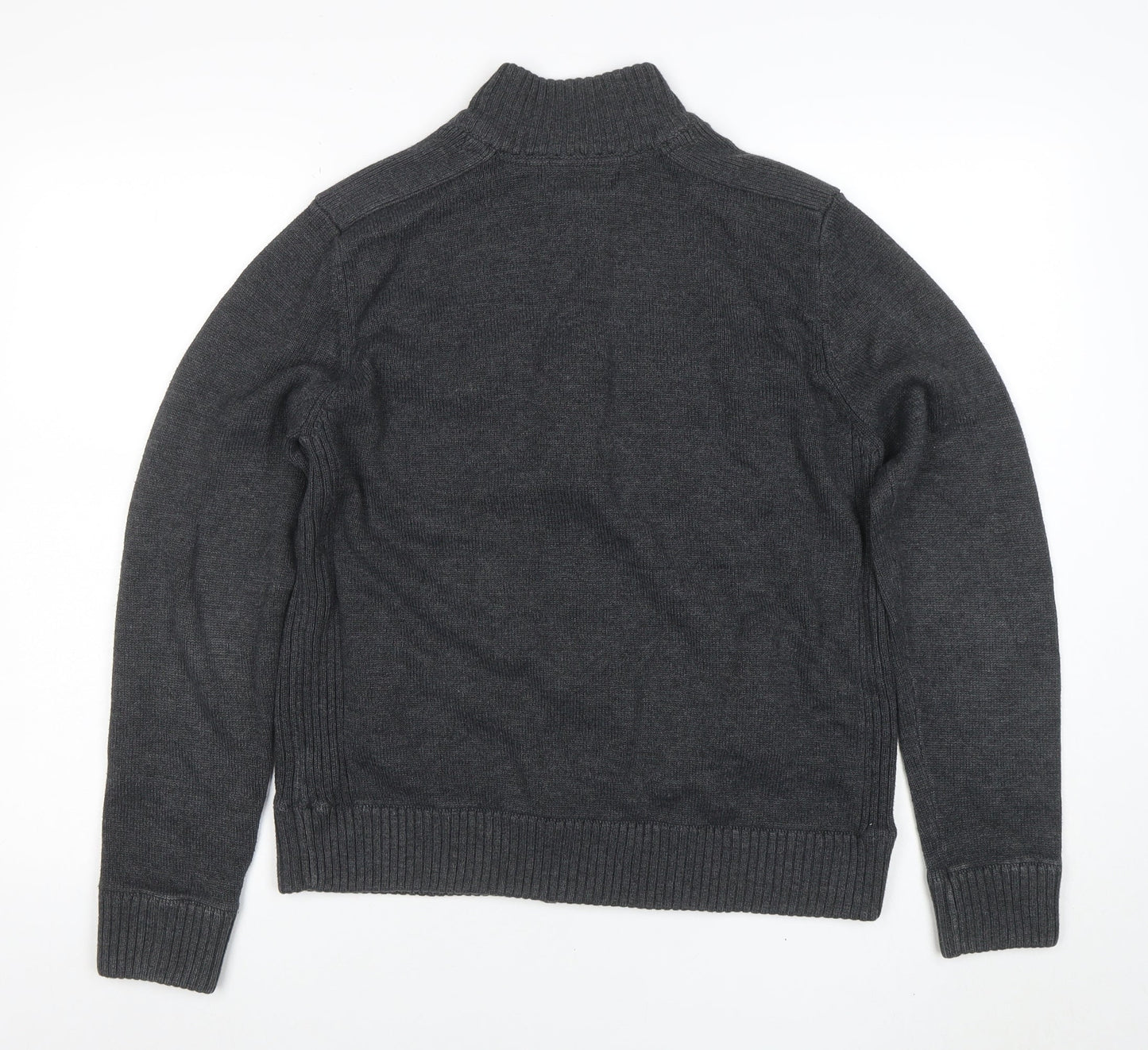 Marks and Spencer Men's Grey Full Zip High Neck Jumper M