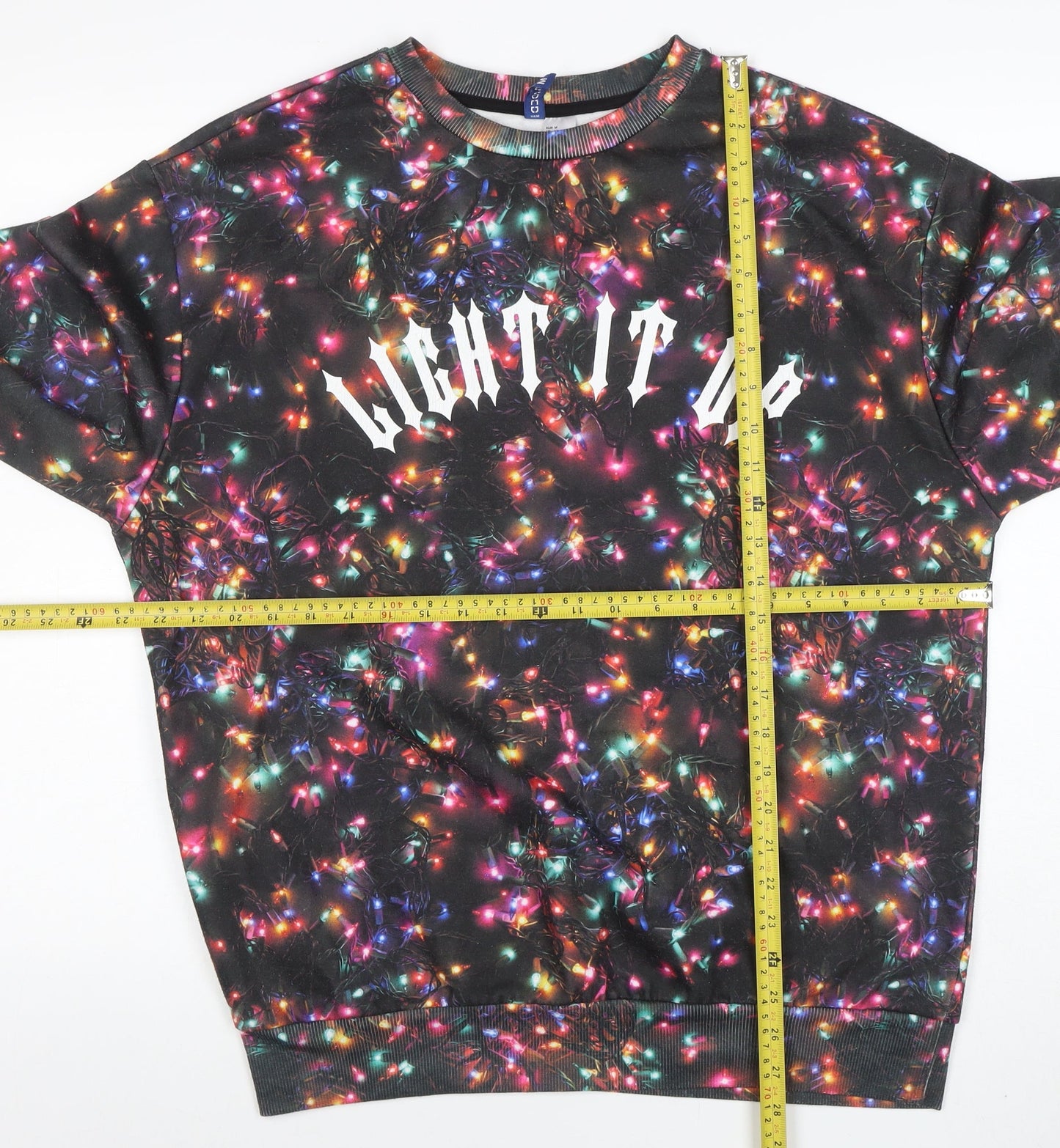 H&M Divided Men’s Multicoloured Christmas Light Crew Sweatshirt M
