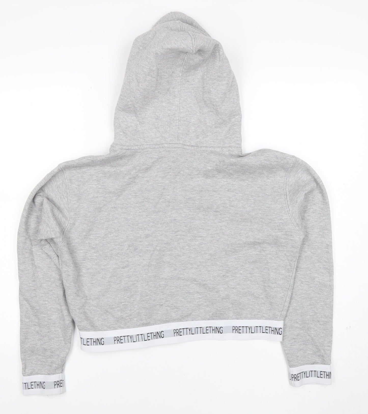PrettyLittleThing Womens Grey Cropped Pullover Hoodie Small
