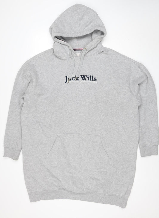 Jack Wills Womens Grey Size 12 Pullover Hoodie Sweatshirt