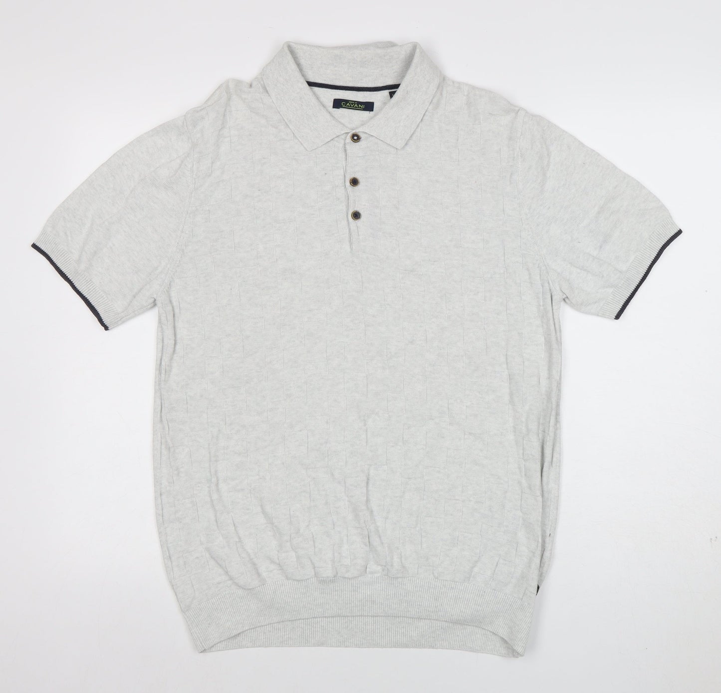 Cavani Men's Grey Cotton Short Sleeve Polo Shirt Size L