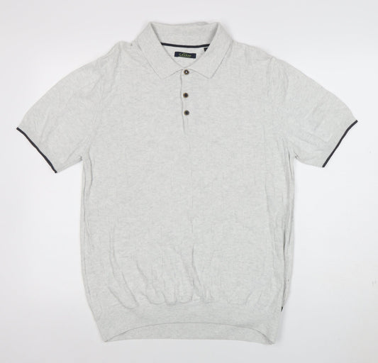 Cavani Men's Grey Cotton Short Sleeve Polo Shirt Size L