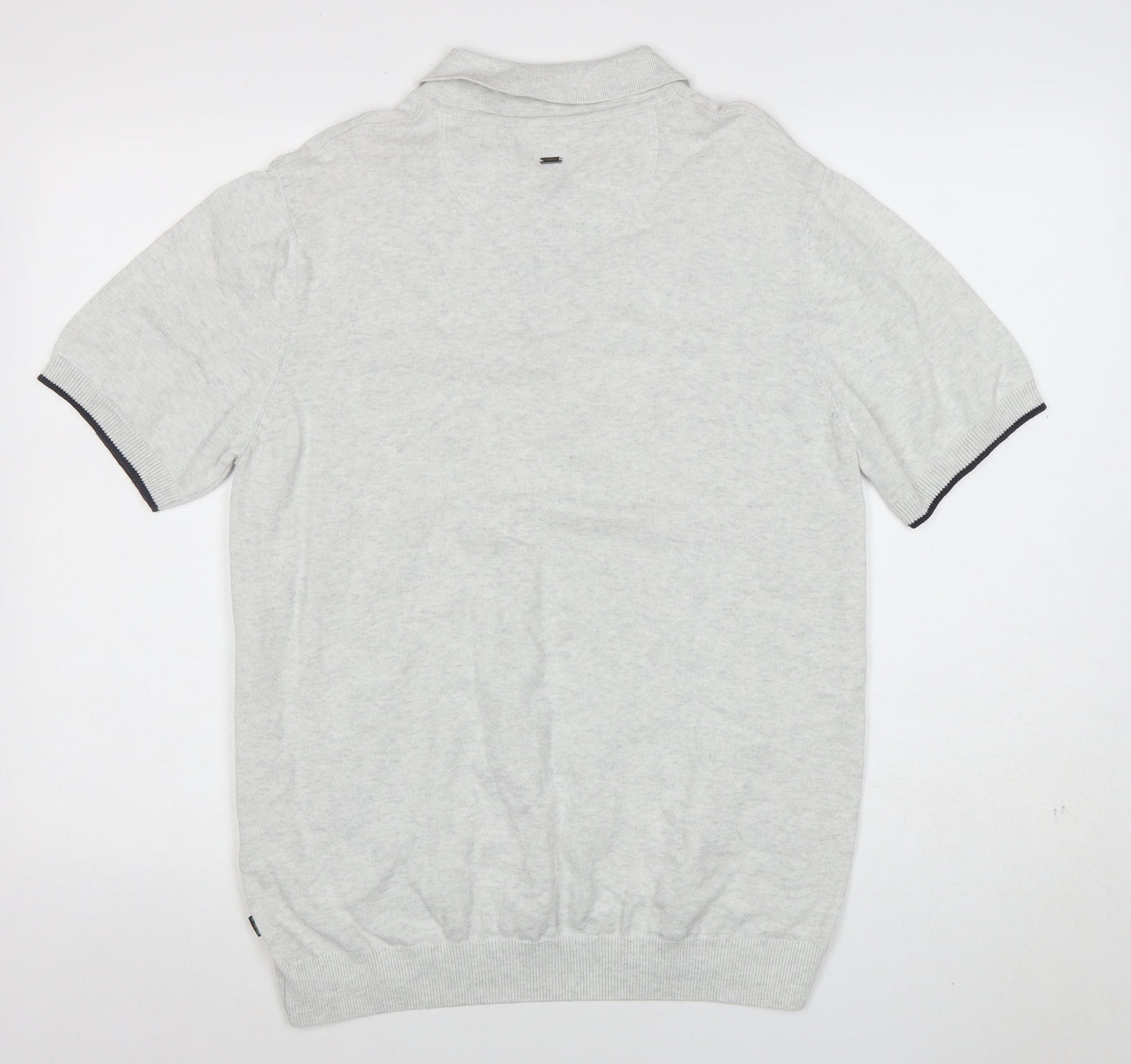 Cavani Men's Grey Cotton Short Sleeve Polo Shirt Size L