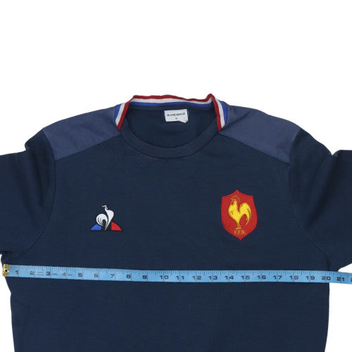 Le Coq Sportif Men's Blue Crew Neck Embroidered Rugby Sweatshirt M