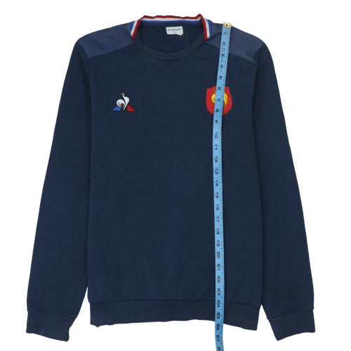 Le Coq Sportif Men's Blue Crew Neck Embroidered Rugby Sweatshirt M