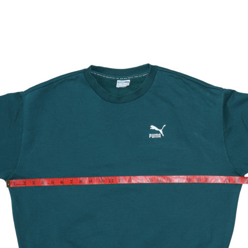 Puma Boys Teal Blue Crew Neck Sweatshirt M Cotton Logo Pullover