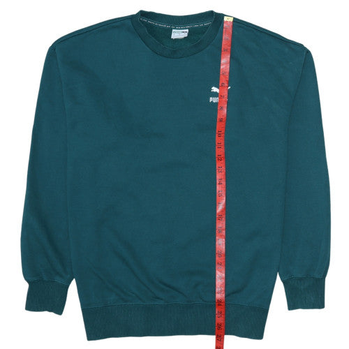 Puma Boys Teal Blue Crew Neck Sweatshirt M Cotton Logo Pullover
