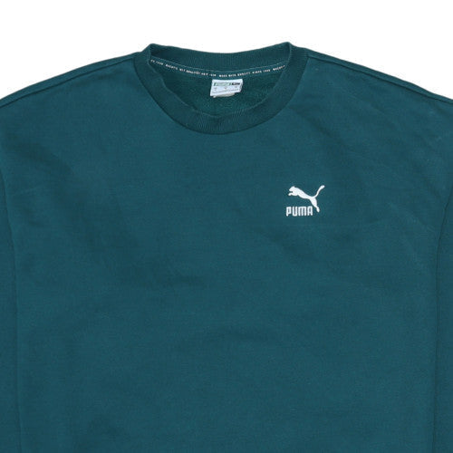 Puma Boys Teal Blue Crew Neck Sweatshirt M Cotton Logo Pullover