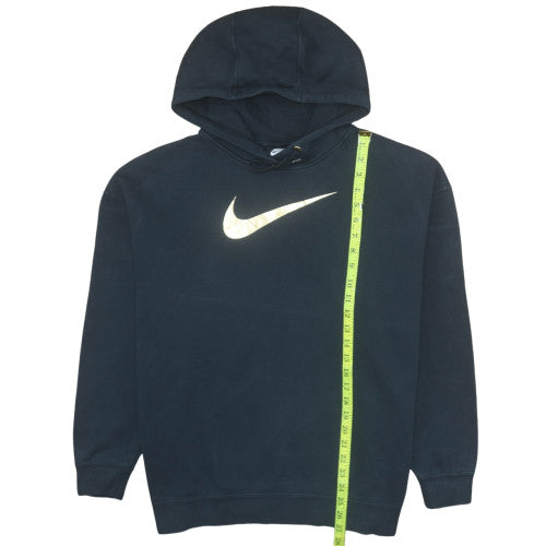 Nike Womens Black Pullover Hoodie Medium Gold Logo Sweatshirt